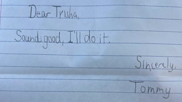 handwritten note